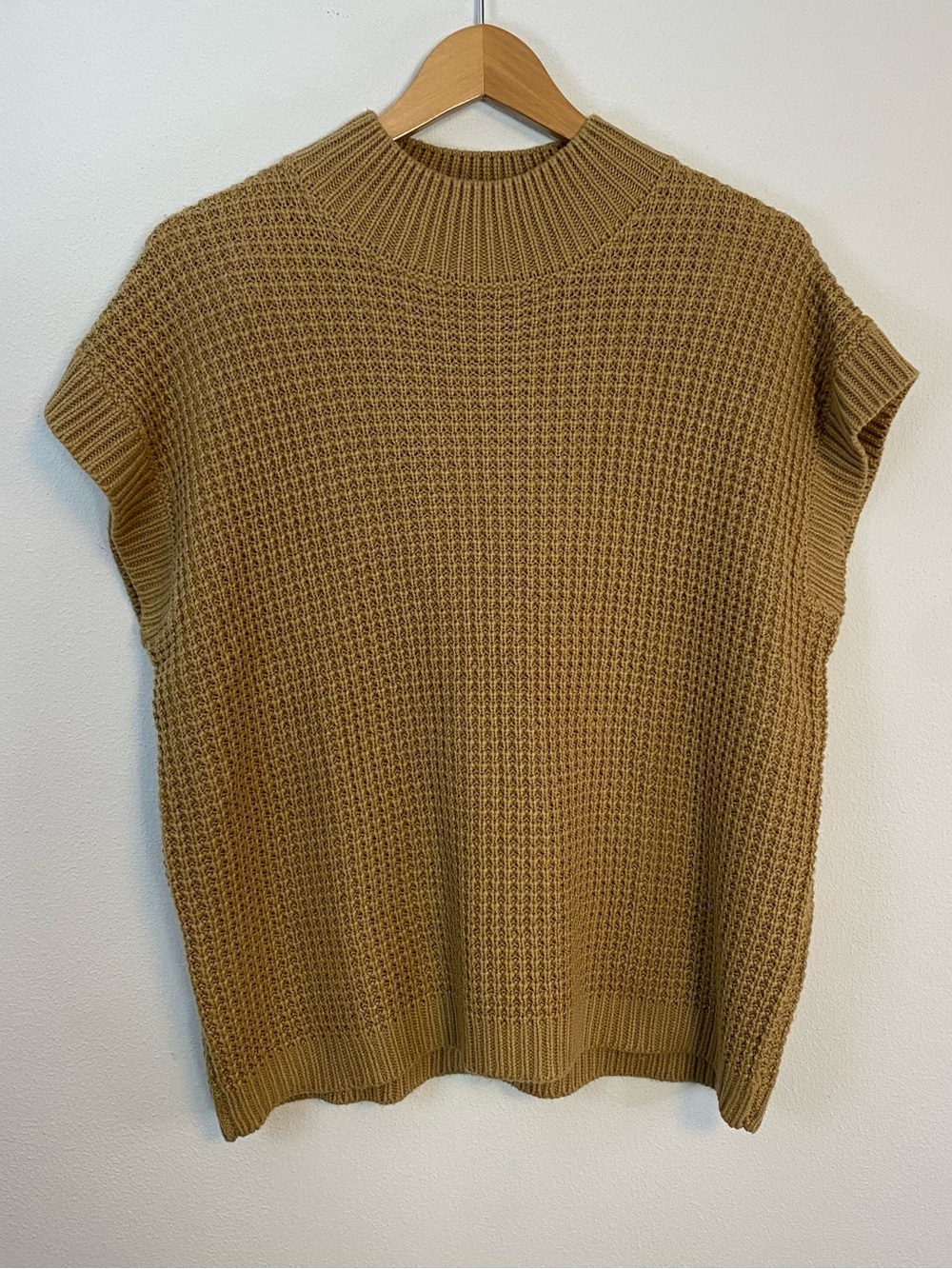 Asvivid Brown Tan Short Cap Sleeve Cowl Neck‎ Sweater Knit Womens Medium